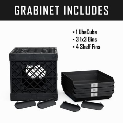 Image showing  Grabinet 1 x 3 Crate with Storage Bins, 210013-GBK-BK-BK