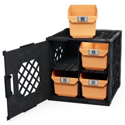 UbeCube Grabinet 2 x 2 Crate with Storage Bins, 210022-GBK-BK-SN