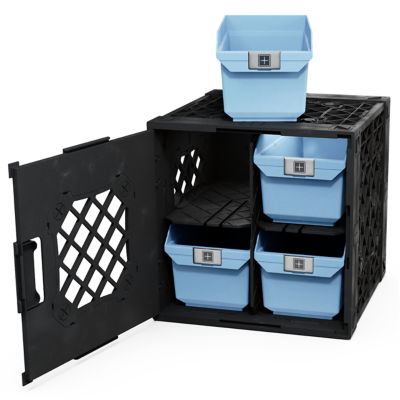 UbeCube Grabinet 2 x 2 Crate with Storage Bins, 210022-GBK-BK-SB