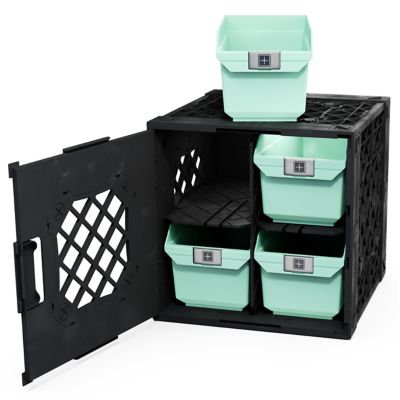 UbeCube Grabinet 2 x 2 Crate with Storage Bins, 210022-GBK-BK-SF