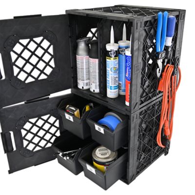 Image showing  Grabinet 2 x 2 Crate with Storage Bins, 210022-GBK-BK-BK