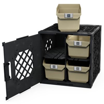 UbeCube Grabinet 2 x 2 Crate with Storage Bins, 210022-GBK-BK-SD