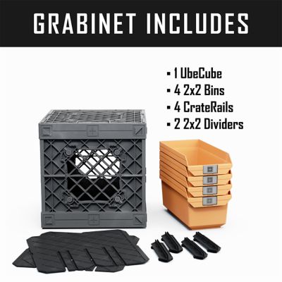 Image showing  Grabinet 2 x 2 Crate with Storage Bins, 210022-GBK-GY-SN