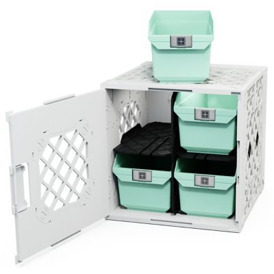 UbeCube Grabinet 2 x 2 Crate with Storage Bins, 210022-GBK-WH-SF