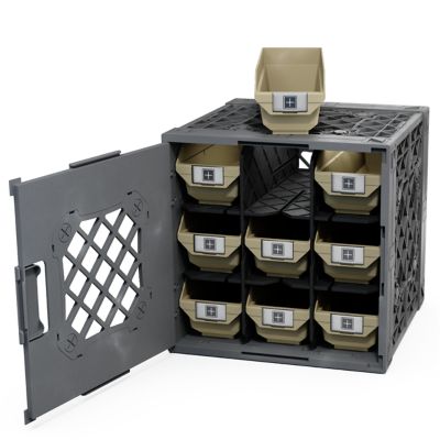 UbeCube Grabinet 3 x 3 Crate with Storage Bins, 210033-GBK-GY-SD