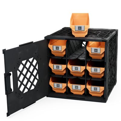 UbeCube Grabinet 3 x 3 Crate with Storage Bins, 210033-GBK-BK-SN