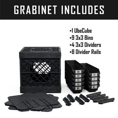 Image showing  Grabinet 3 x 3 Crate with Storage Bins, 210033-GBK-BK-BK
