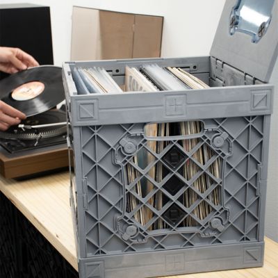 Image showing 9 th UbeCube UC01 Collapsible Crate with Hinged Lid, 200100-UC01-GY