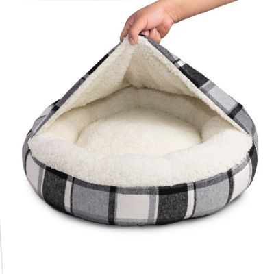 Image showing  Soft Sherpa Round Pet Bed with Hoodie