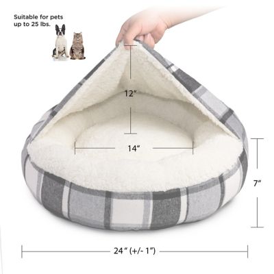 Image showing  Soft Sherpa Round Pet Bed with Hoodie