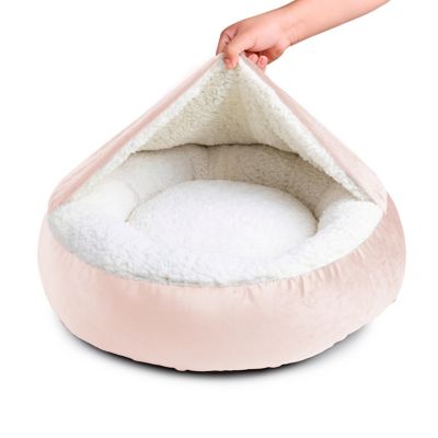 Image showing  Soft Sherpa Round Pet Bed with Hoodie