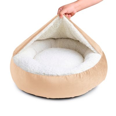Image showing  Soft Sherpa Round Pet Bed with Hoodie