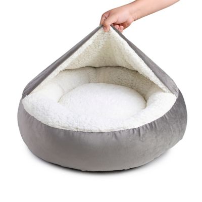 Image showing  Soft Sherpa Round Pet Bed with Hoodie