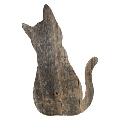 Barnwood USA Rustic Farmhouse 18 in. Reclaimed Wood Cat Cutout Silhouette