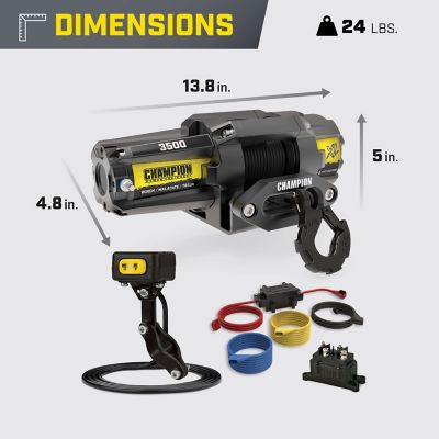 Image showing 6 th Champion Power Equipment XL 3500 lb. ATV and UTV Synthetic Rope Winch Kit
