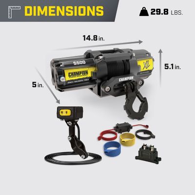 Image showing 8 th Champion Power Equipment XL 5500 lb. ATV and UTV Synthetic Rope Winch Kit