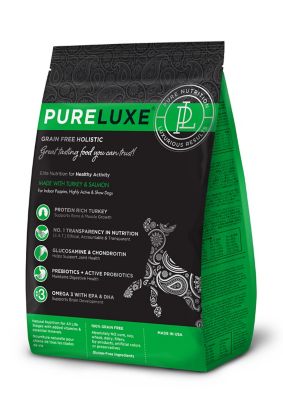 PURELUXE Elite Nutrition Grain Free Holistic, High Protein, Made Turkey & Split Peas for Puppies or Highly Active Dogs