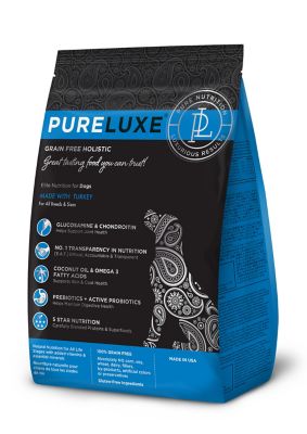 PURELUXE Elite Nutrition Grain Free Holistic, High Protein Dog Formula Made with Turkey