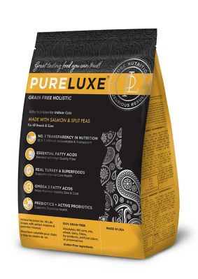 PURELUXE Elite Nutrition Grain Free Holistic Indoor Cat Formula Made with Salmon & Split Peas