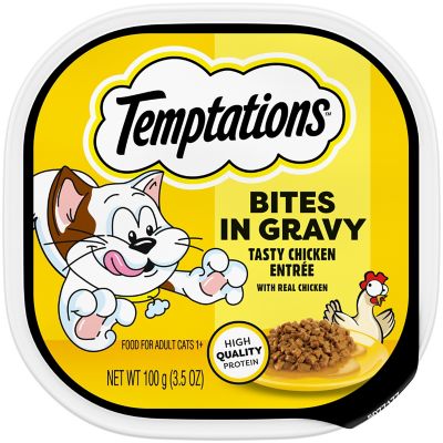 Temptations Wet Cat Food, Tasty Chicken Flavor Bites in Gravy, 3.5 oz. Tray