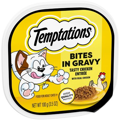 Image showing 9 th Temptations Wet Cat Food, Tasty Chicken Flavor Bites in Gravy, 3.5 oz. Tray