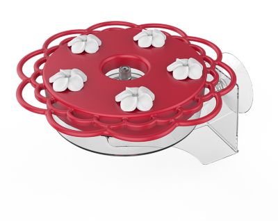 Image showing  2 in 1 Plastic Saucer and Window Hummingbird Feeder 13 oz., Red