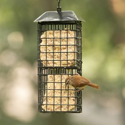 Image showing  Metal Suet Cage Bird Feeder with Roof 4 Cakes, Black