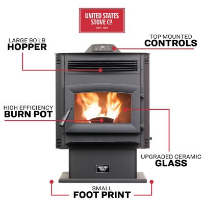 Image showing  2200 sq. ft. Pedestal Wi-Fi Pellet Stove, 90 lb. Hopper Size, US5517-W