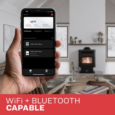 Image showing  2200 sq. ft. Pedestal Wi-Fi Pellet Stove, 90 lb. Hopper Size, US5517-W