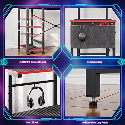 Image showing  44 in. RGB Gaming Desk with Storage Shelf & Side Pocket