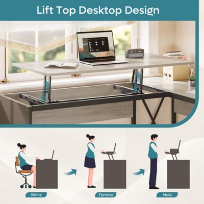 Image showing  L Shaped Desk with Drawers, Monitor Stand and Lift Top