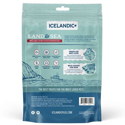 Image showing  Land & Sea: Wild Caught Cod Skin & Freeze Dried Beef Liver 2.4 oz. Bag