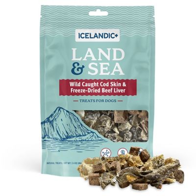 Image showing  Land & Sea: Wild Caught Cod Skin & Freeze Dried Beef Liver 2.4 oz. Bag