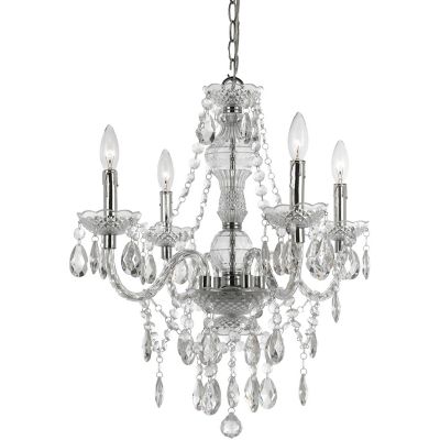 AF Lighting Naples 4 Light Chandelier for Hardwire or Plug In Swag Installation, Chrome Finish with Clear Faux Crystals