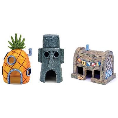 Penn-Plax SpongeBob 3 Piece Aquarium Ornament Bundle