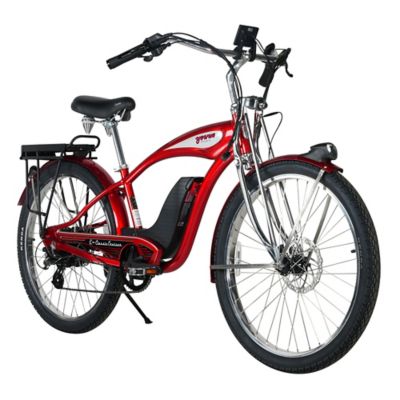 Image showing  E Classic Cruiser Electric Bike Step Over, 500W Rear Hub Motor, 48V 15Ah Red