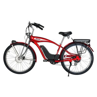 Image showing  E Classic Cruiser Electric Bike Step Over, 500W Rear Hub Motor, 48V 15Ah Red