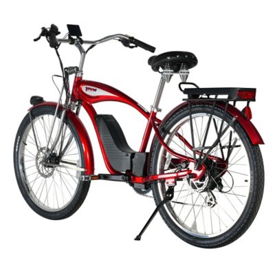 Image showing 5 th Young Electric E Classic Cruiser Electric Bike Step Over, 500W Rear Hub Motor, 48V 15Ah Red