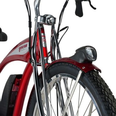 Image showing 7 th Young Electric E Classic Cruiser Electric Bike Step Over, 500W Rear Hub Motor, 48V 15Ah Red