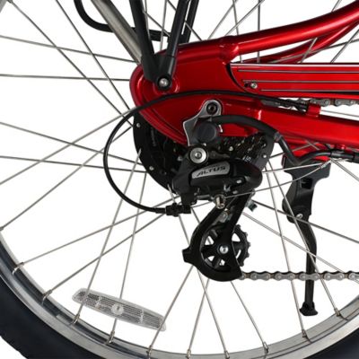 Image showing 8 th Young Electric E Classic Cruiser Electric Bike Step Over, 500W Rear Hub Motor, 48V 15Ah Red
