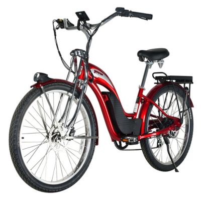 Young Electric E Classic Cruiser Electric Bike Step Through, 500W Rear Hub Motor, 48V 15Ah Red