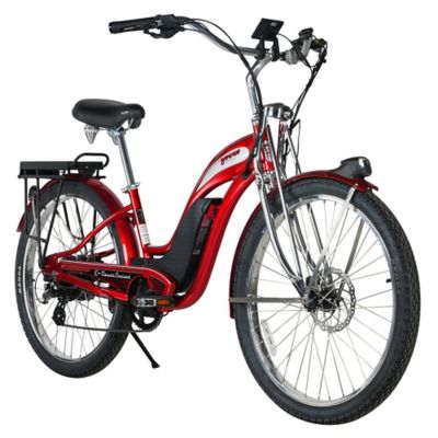 Image showing  E Classic Cruiser Electric Bike Step Through, 500W Rear Hub Motor, 48V 15Ah Red