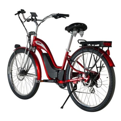 Image showing 5 th Young Electric E Classic Cruiser Electric Bike Step Through, 500W Rear Hub Motor, 48V 15Ah Red