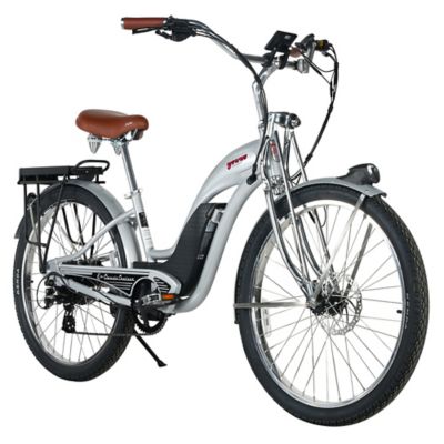 Young Electric E Classic Cruiser Electric Bike Step Through, 500W Rear Hub Motor, 48V 15Ah Silver