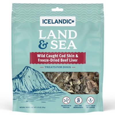 Icelandic+ Land & Sea Wild Caught Cod Skin & Freeze Dried Beef Liver 6.75 oz. Bag