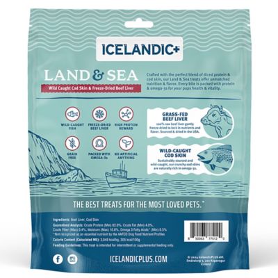 Image showing  Land & Sea Wild Caught Cod Skin & Freeze Dried Beef Liver 6.75 oz. Bag