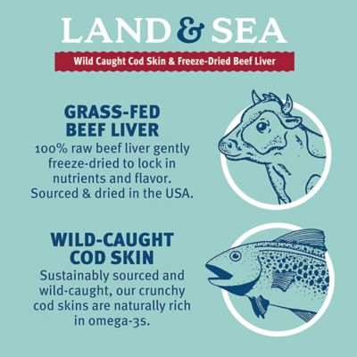 Image showing  Land & Sea Wild Caught Cod Skin & Freeze Dried Beef Liver 6.75 oz. Bag