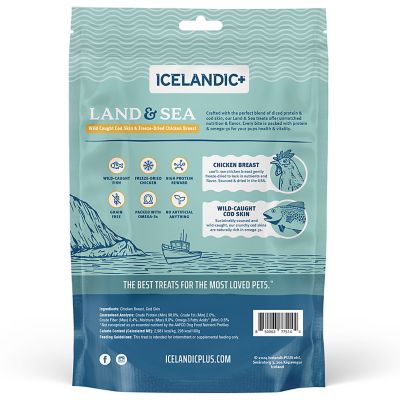 Image showing  Land & Sea Wild Caught Cod Skin & Freeze Dried Chicken Breast 2.4 oz. Bag
