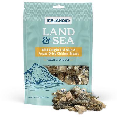 Image showing  Land & Sea Wild Caught Cod Skin & Freeze Dried Chicken Breast 2.4 oz. Bag