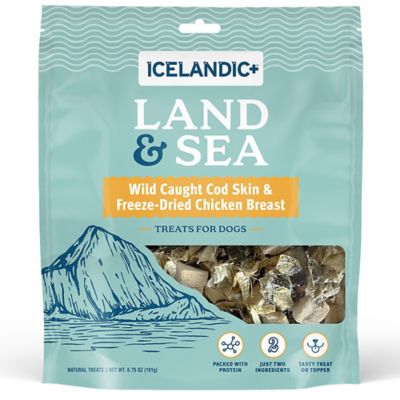 Icelandic+ Land & Sea Wild Caught Cod Skin & Freeze Dried Chicken Breast 6.75 oz. Bag